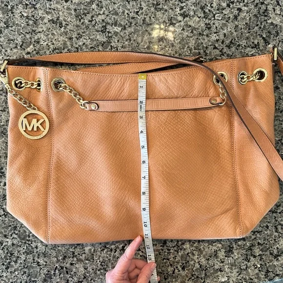 Michael Kors Jet Set Chain Gather Shoulder Bag Women Leather Purse - Picture 13 of 16